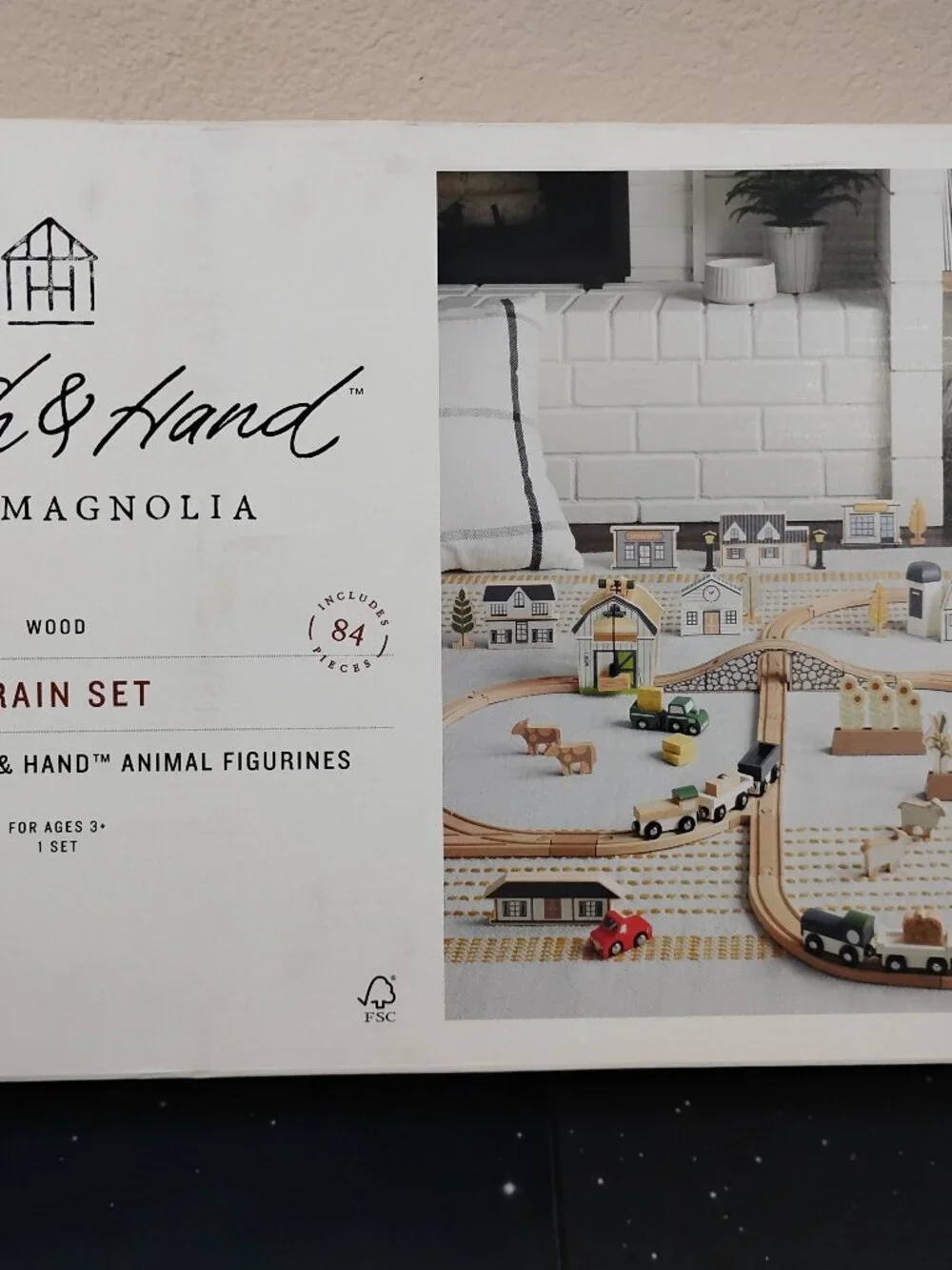 Hearth & Hand with Magnolia Wooden Train Set 84 Pieces New in Box